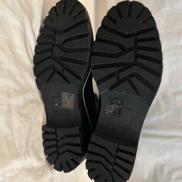 DOLCE VITA Haddie Suede Wedge/Heeled Pull-on Almond Toe Chelsea Boot Black 9.5 - Picture 6 of 10